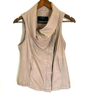AllSaints Gilet Tan Leather Moto Vest Jacket S